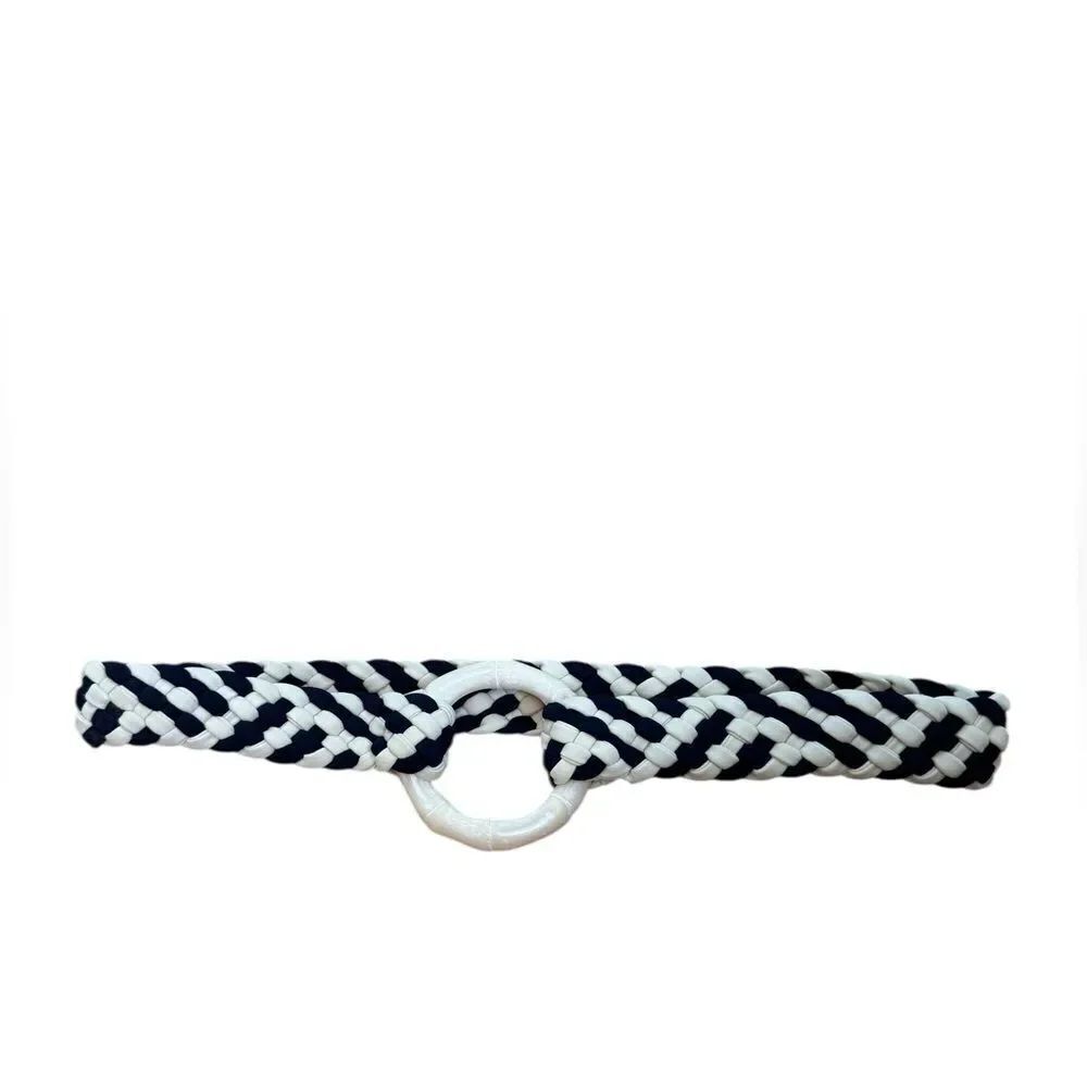 Johanna Ortiz Navy White stretchy braided belt Small